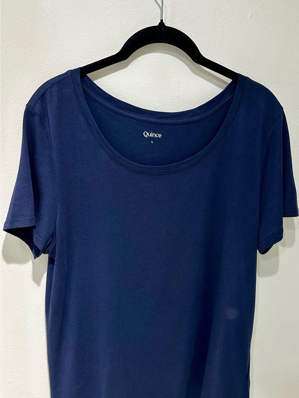 Quince Navy Short Sleeve Scoop Neck Tee